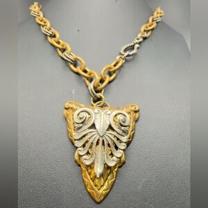 Erin Knight Designs Unique Vintage Inspired Two Tone Ornate Necklace Mixed Metal
